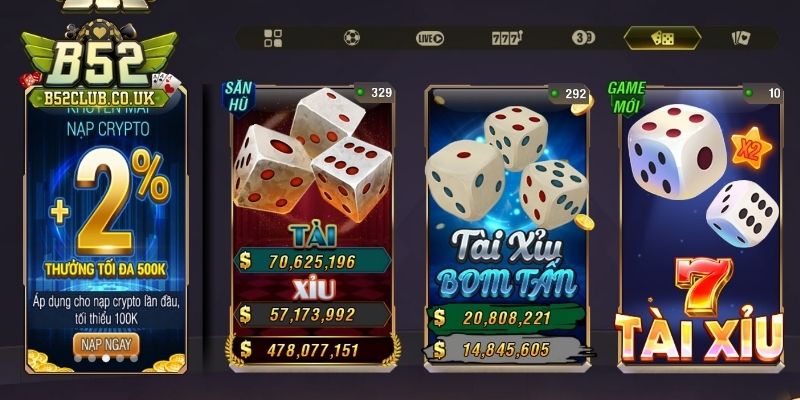 Cập nhật danh sách top game Tài Xỉu B52 đáng lựa chọn